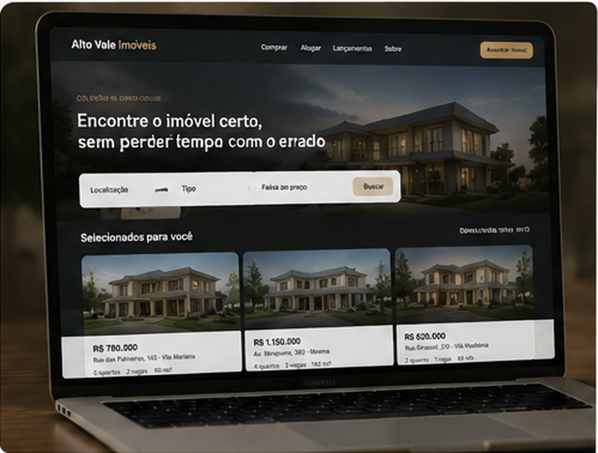 Site da imobili&aacute;ria Alto Vale Im&oacute;veis